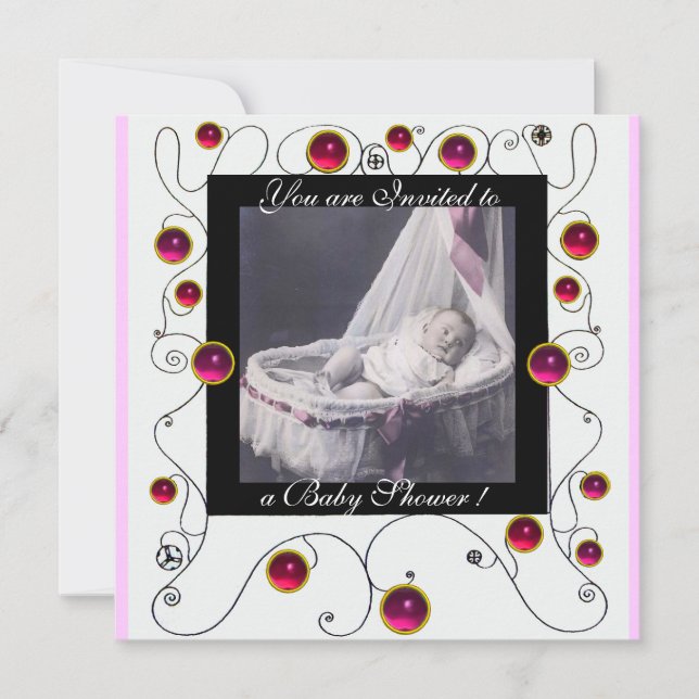 FINARE SWIRLS BABY SHOWER MONOGRAM,fotomall Inbjudningar (Framsida)