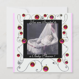 FINARE SWIRLS BABY SHOWER MONOGRAM,fotomall Inbjudningar