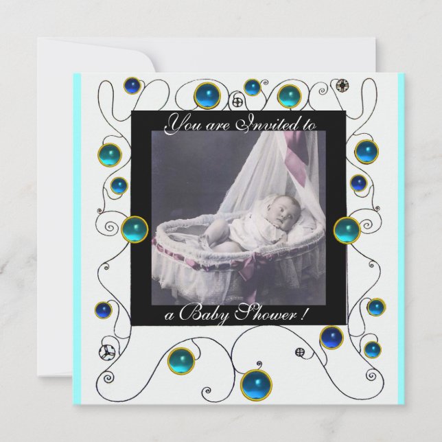 FINARE SWIRLS BABY SHOWER MONOGRAM,fotomall Inbjudningar (Framsida)