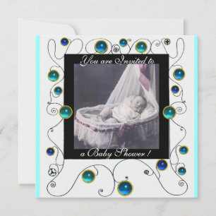 FINARE SWIRLS BABY SHOWER MONOGRAM,fotomall Inbjudningar