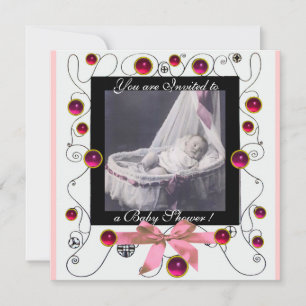 FINARE SWIRLS BABY SHOWER MONOGRAM,fotomall Inbjudningar