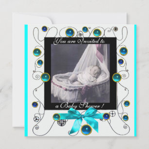 FINARE SWIRLS BABY SHOWER MONOGRAM,fotomall Inbjudningar
