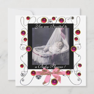 FINARE SWIRLS BABY SHOWER MONOGRAM,fotomall Inbjudningar