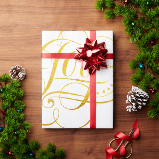 Finare Swirly Joy Guld Julkalligrafi - Faux Presentpapper