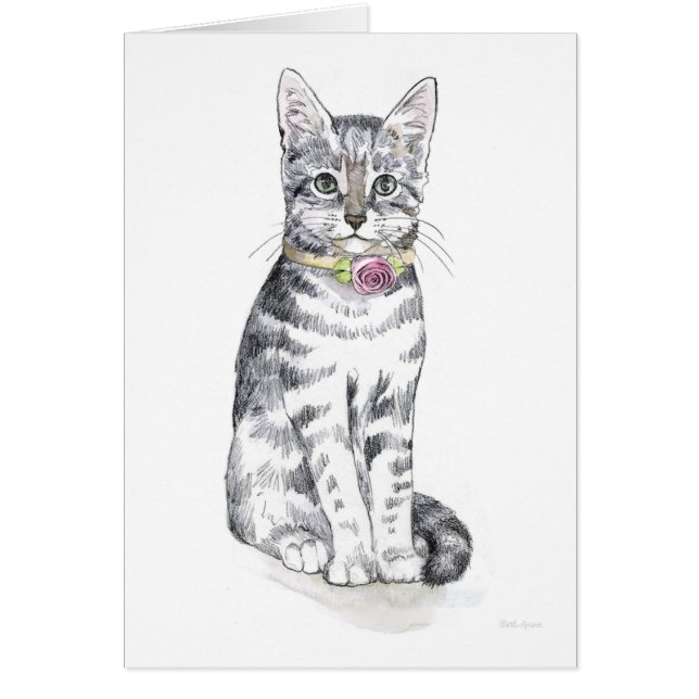 Finare Tabby katt Hälsningskort (Framsidan)