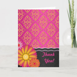 Finare Tangerine Tango Rosa Orange Blommigt Damask Tack Kort