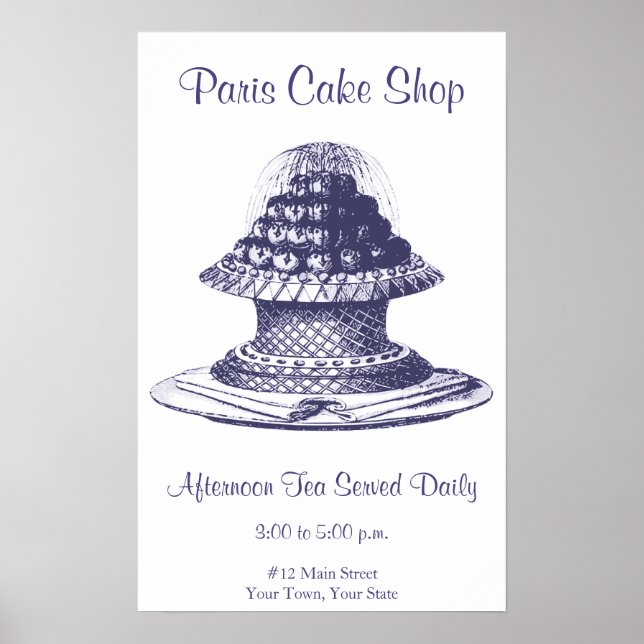 Finare Tea Room-skylt, Köksdekortecken Poster (Framsidan)