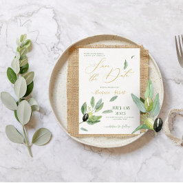 Finare Toscana Olive Löv-Save Date Inbjudningar