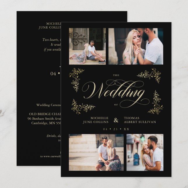 Finare Trendig 4 Photos Collage Wedding Investigat (Fram/baksida)