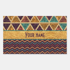 Finare Triangles Chevrons Faux Gold Foil Glitter Rektangulärt Klistermärke