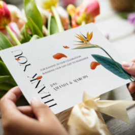 Finare Tropical Flowers Bröllop - Tack för ditt ko Kort