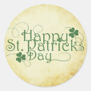 Finare Typography Lycklig St. Patrick's Day Runt Klistermärke