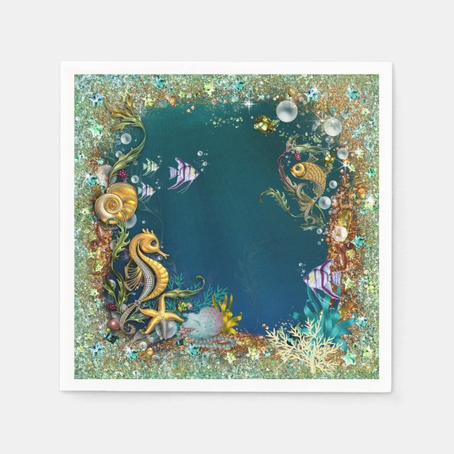 Finare under havets Födelsedagsfest Pappersservett (Framsidan)