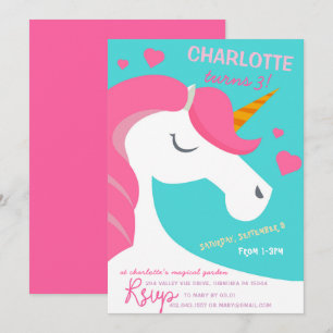Finare Unicorn Birthday-inbjudan Inbjudningar