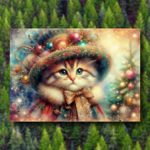 Finare Victorian Cat Julgran Bible Verse Helgkort