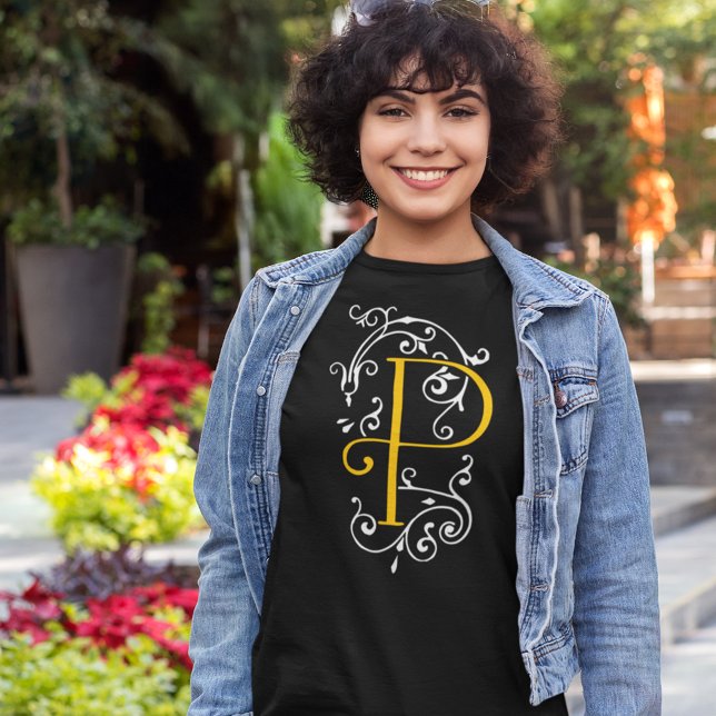 Finare Victorian Flourish Brev P Monogram T Shirt (Skapare uppladdad)