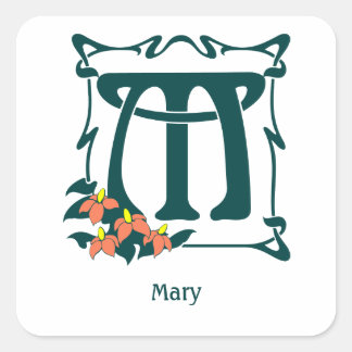 FINARE VINTAGE ART NOUVEAU BREV M FYRKANTIGT KLISTERMÄRKE