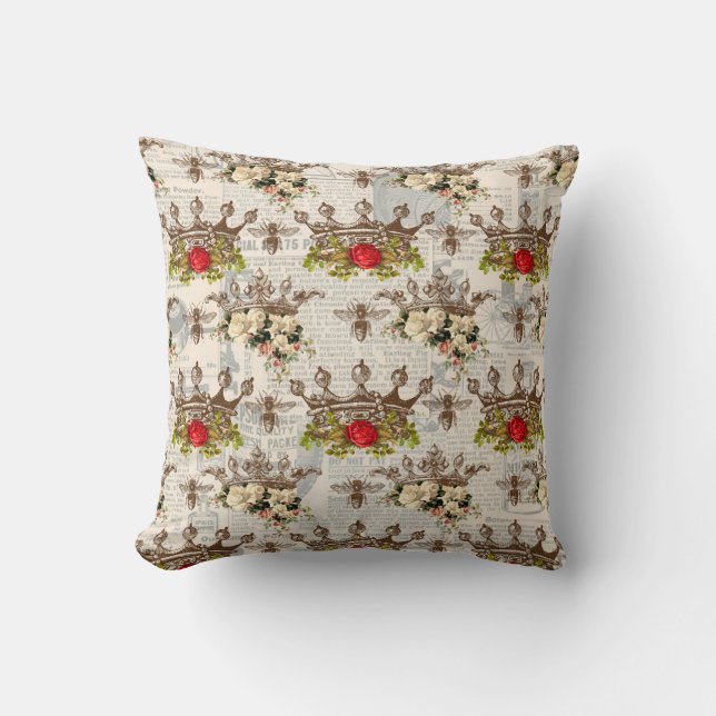 Finare Vintage Bes & Krona Kudde (Framsida)
