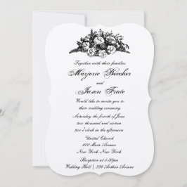 Finare Vintage Blommor Bröllopsinbjudan Black Inbjudningar