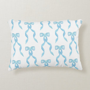 Finare Watercolor Blue Bow Mönster Prydnadskudde