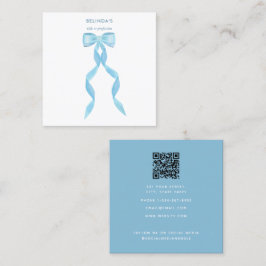 Finare Watercolor Blue Bow QR Code Social Media Fyrkantigt Visitkort