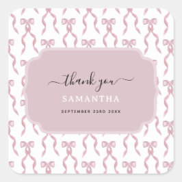 Finare Watercolor Rosa Bow Mönster Fyrkantigt Klistermärke