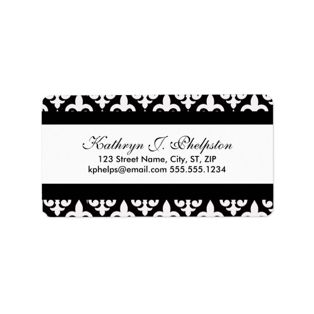 Finare White Fleur-de-lis Personlig Adress Adressetikett (Framsidan)