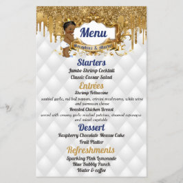 Finare White|Guld Drip Glitter African Prince Menu Flygblad