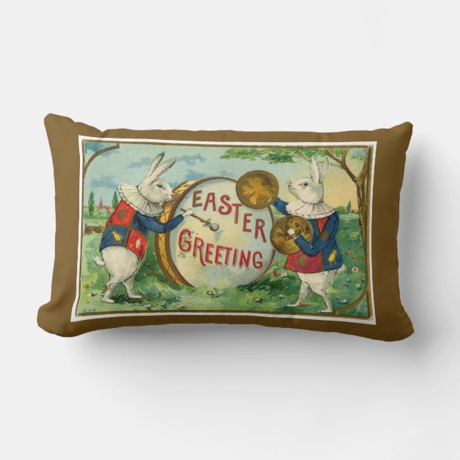 Finare White Påskhares Mörk Brown Reversible Lumbarkudde (Framsida)