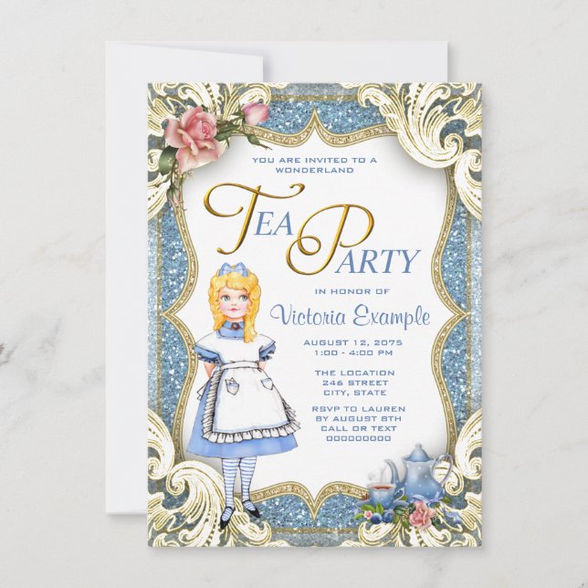Finare Wonderland Tea Party Inbjudningar (Framsida)