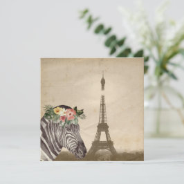 Finare Zebra och Eiffel Torn Flat Greeting Card