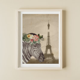 Finare Zebra och Eiffel Torn Poster