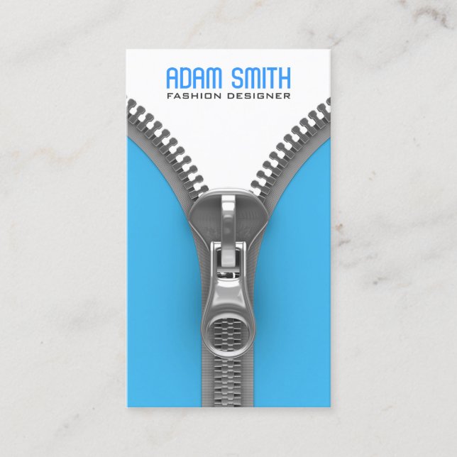 Finare Zipper Elegant Mode Designer Modern Blue Visitkort (Framsida)