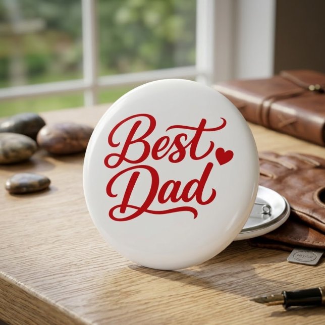 Finaste Pappa Skript Röd Hjärtdekorativ Knappspänn Knapp (Skapare uppladdad)