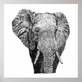 Finaste tjur elefant pointillism Wildlife Design Poster