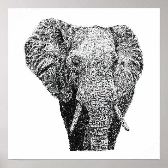 Finaste tjur elefant pointillism Wildlife Design   Poster (Framsidan)