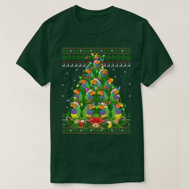 Finches Bird Julafton Lighting Träd Santa Finch Ug T Shirt (Design framsida)