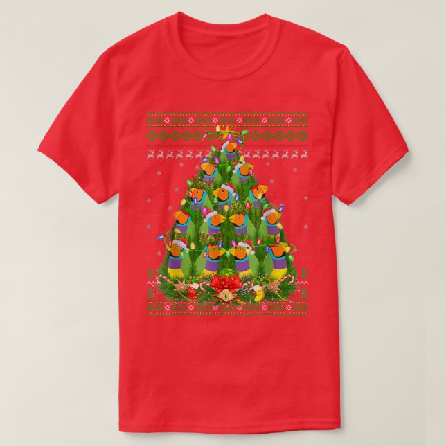 Finches Bird Lover Xmas Lights Ugly Finches Christ T Shirt (Design framsida)