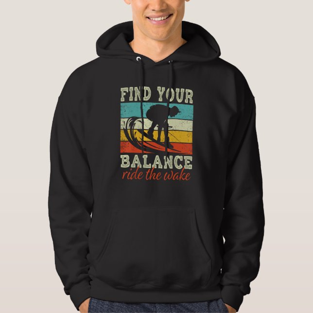Find Balance Ride the wake Wakeboarding Hoodie (Framsida)
