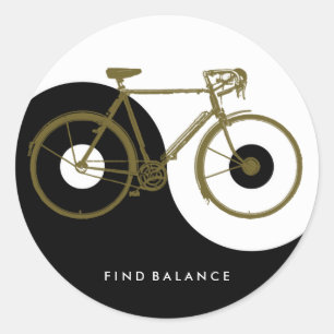 FIND BALANS/yin yang-cykel Runt Klistermärke