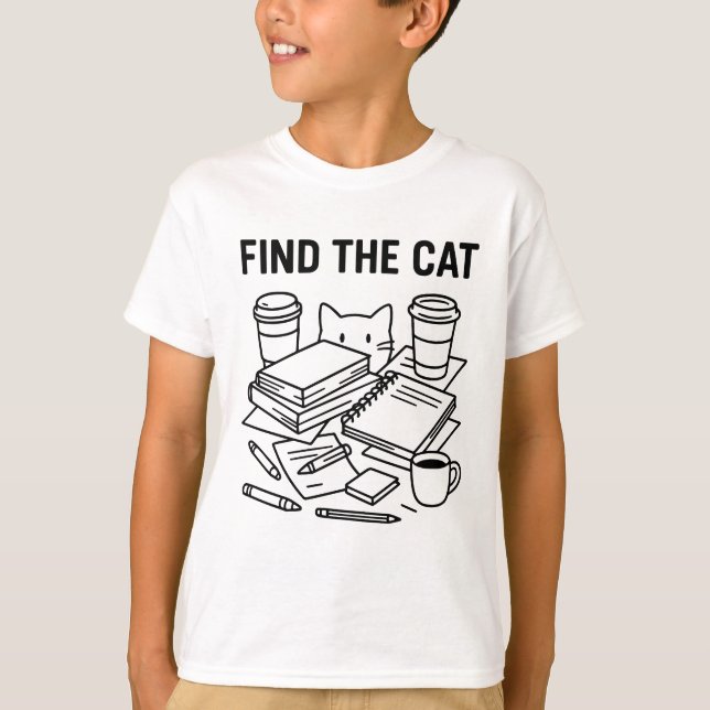 Find The Cat – Optical Cat Puzzle T Shirt (Framsida)