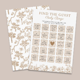 Find The Guest Baby Shower Safari Bingo Game Card Inbjudningar