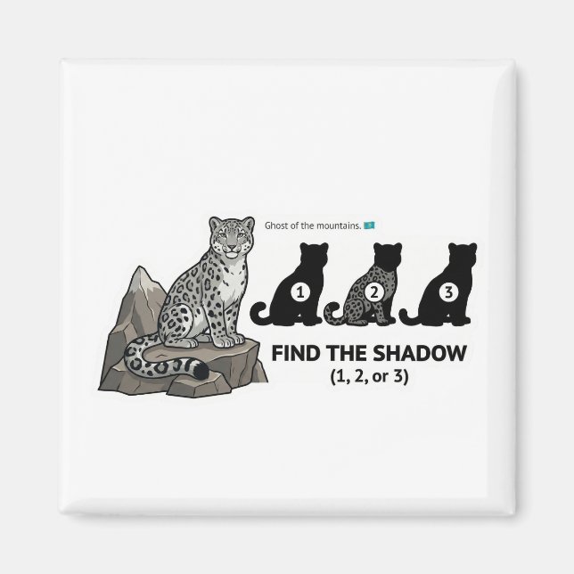 Find The Shadow: Snow Leopard Kazakhstan Animal Wo Magnet (Framsidan)