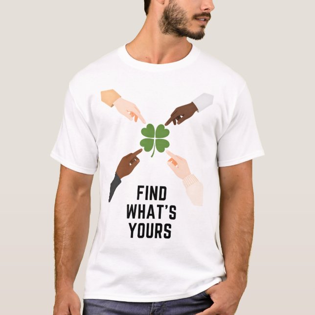 Find Whats Yours Minimal Lucky Clover Mens T Shirt (Framsida)