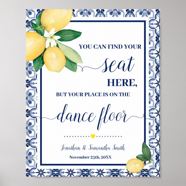 Find Your Seat Wedding Reception Mediterranean Poster (Framsidan)