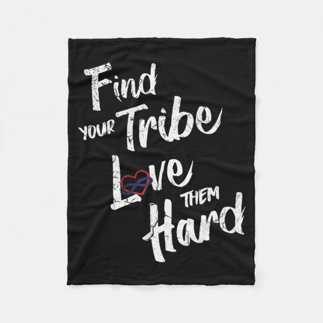 Find Your Tribe Love Them Hard Funny Family Reunio Fleecefilt (Framsidan)