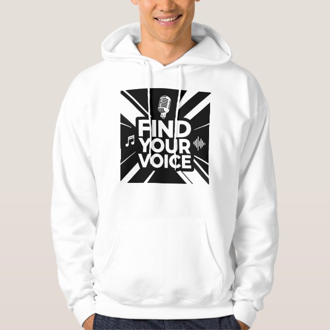 Find Your Voice Microphone Podcast Hoodie (Framsida)