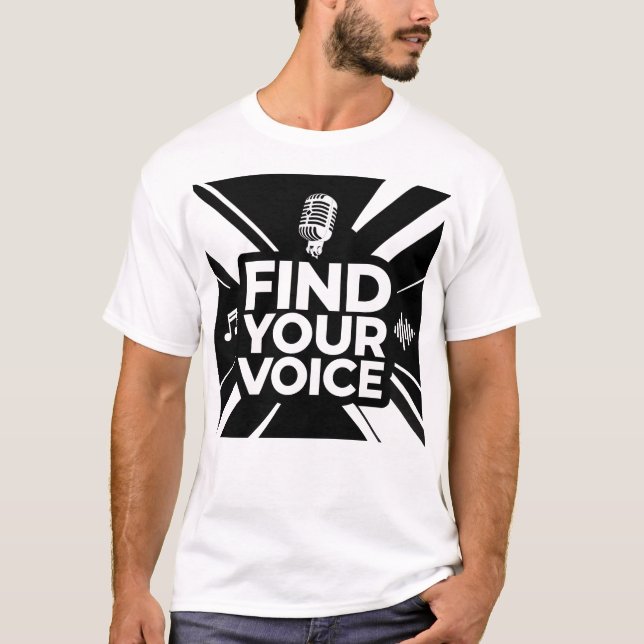 Find Your Voice Microphone Podcast T Shirt (Framsida)