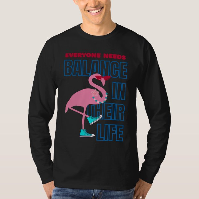 Finding Flamingo balance  Positive Affirmation T Shirt (Framsida)