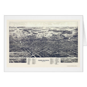 Findlay panorama- karta för OH - 1889 Hälsningskort